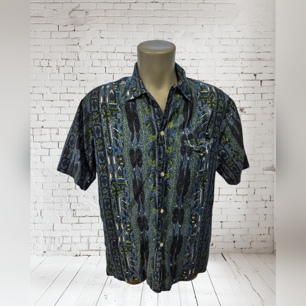 Vintage 1960's Tropicana Honolulu Men's Hawaiian Short Sleeve Shirt Tiki Aloha